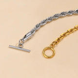 Stainless Steel Punk Rope Chain Toggle Clasp Necklace for Women