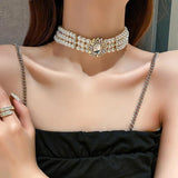 Exaggerated Retro Rhinestone Choker Necklace