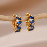 Zircon Hoop Earrings in Stainless Steel Wedding Jewelry