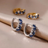 Zircon Hoop Earrings in Stainless Steel Wedding Jewelry