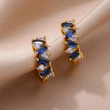 Zircon Hoop Earrings in Stainless Steel Wedding Jewelry