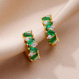 Zircon Hoop Earrings in Stainless Steel Wedding Jewelry
