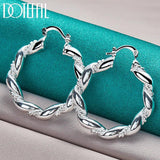 925 Silver Twisted Rope Loop 38mm Circle Hoop Earring