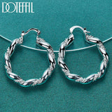 925 Silver Twisted Rope Loop 38mm Circle Hoop Earring