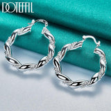 925 Silver Twisted Rope Loop 38mm Circle Hoop Earring