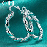 925 Silver Twisted Rope Loop 38mm Circle Hoop Earring