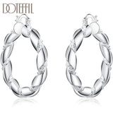925 Silver Twisted Rope Loop 38mm Circle Hoop Earring