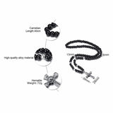 Men Carnelian Stone Rosary Bead Necklace Cross Crucifix Catholic