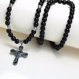 Men Carnelian Stone Rosary Bead Necklace Cross Crucifix Catholic