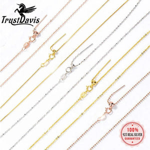 Trustdavis 925 Silver Box Chain Necklace for Women