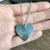 Heart Engraved NIET REANIMEREN Pendant Necklace Stainless Steel Charm