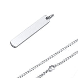 Men's Stainless Steel Bar Necklace, Cuban Chain, A-Z Initial Pendant
