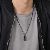 Men's Stainless Steel Bar Necklace, Cuban Chain, A-Z Initial Pendant