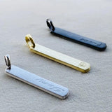 Men's Stainless Steel Bar Necklace, Cuban Chain, A-Z Initial Pendant
