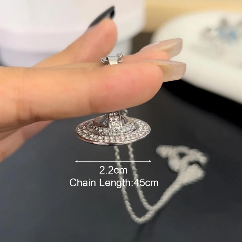 Saturn Rhinestone Planet Necklace for Women