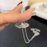 Saturn Rhinestone Planet Necklace for Women
