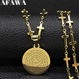 Catholic Spanish Bible Cross Pendant Necklace