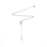 Women Rosary Necklaces Stainless Steel Virgin Mary And Jesus Cross Pendants
