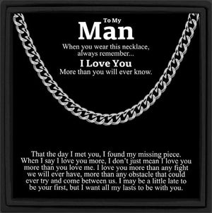 To My Man Stainless Steel Cuban Chain Necklace for Him