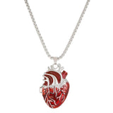 Retro Punk Red Heart Pendant Necklace for Unisex
