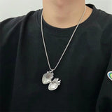 Retro Punk Red Heart Pendant Necklace for Unisex