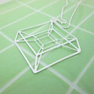 Hypercube Tesseract Geometry Necklace 4D Cube Necklace