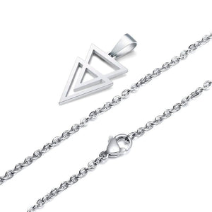 Men's Stainless Steel Double Triangle Pendant Necklace with O Chain 50/60cm