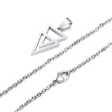 Men's Stainless Steel Double Triangle Pendant Necklace with O Chain 50/60cm