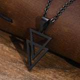 Men's Stainless Steel Double Triangle Pendant Necklace with O Chain 50/60cm