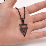 Men's Stainless Steel Double Triangle Pendant Necklace with O Chain 50/60cm