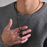 Men's Stainless Steel Double Triangle Pendant Necklace with O Chain 50/60cm