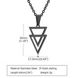 Men's Stainless Steel Double Triangle Pendant Necklace with O Chain 50/60cm