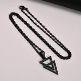Men's Stainless Steel Double Triangle Pendant Necklace with O Chain 50/60cm