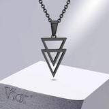 Men's Stainless Steel Double Triangle Pendant Necklace with O Chain 50/60cm