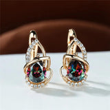 Zircon Lotus Flower Hoop Earring Punk Rose Wedding Earrings