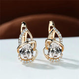 Zircon Lotus Flower Hoop Earring Punk Rose Wedding Earrings