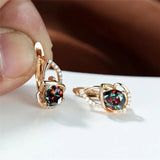 Zircon Lotus Flower Hoop Earring Punk Rose Wedding Earrings