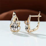 Zircon Lotus Flower Hoop Earring Punk Rose Wedding Earrings