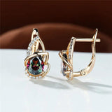 Zircon Lotus Flower Hoop Earring Punk Rose Wedding Earrings
