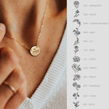 Delicate Birth Flowers Necklace Zola Flower Month Disc Necklace