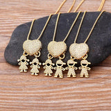 Nidin Girl Boy Pendant Charm Heart Shape Chain Necklace Wedding Jewelry