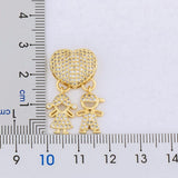 Nidin Girl Boy Pendant Charm Heart Shape Chain Necklace Wedding Jewelry