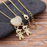 Nidin Girl Boy Pendant Charm Heart Shape Chain Necklace Wedding Jewelry