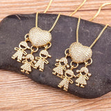 Nidin Girl Boy Pendant Charm Heart Shape Chain Necklace Wedding Jewelry