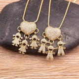 Nidin Girl Boy Pendant Charm Heart Shape Chain Necklace Wedding Jewelry
