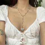 Stainless Steel Heart Locket Angelcore Rosary Necklace