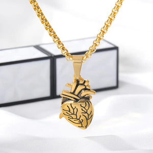 Anatomical Heart Necklace Couple Collares Stainless Steel