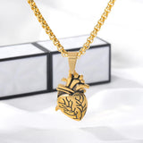 Anatomical Heart Necklace Couple Collares Stainless Steel