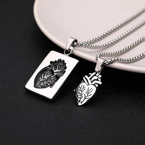 Anatomical Heart Necklace Couple Collares Stainless Steel