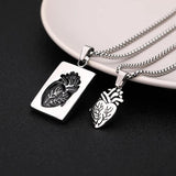 Anatomical Heart Necklace Couple Collares Stainless Steel